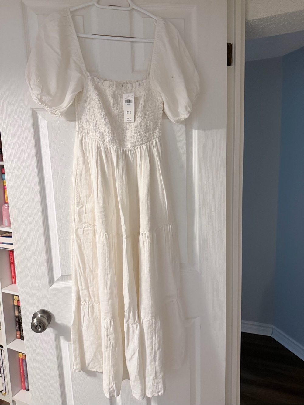 Abercrombie White Puff Sleeve Midi Dress